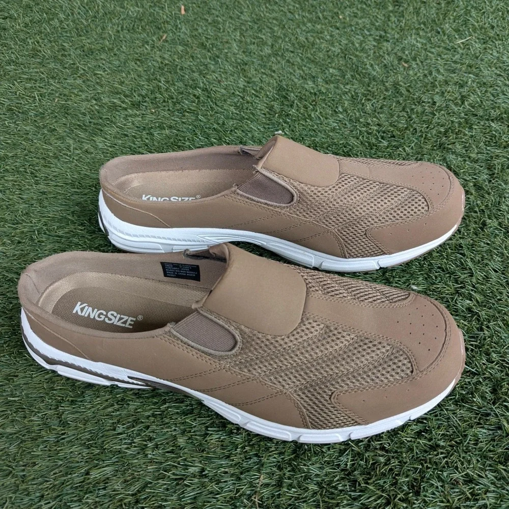 KingSize Water UPD LS Slide Mens 14EW Light Brown Mesh Backless Slip On Sneaker
